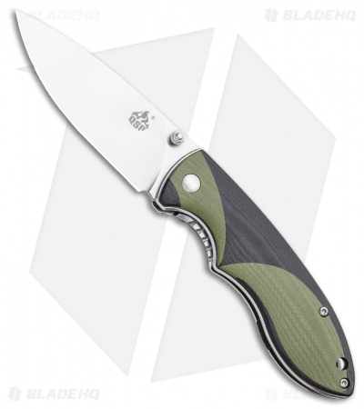 QSP Piglet Liner Lock Knife Black/Green G-10 (3.1" Satin) 