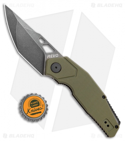 REVO Berserk Frame Lock Folding Knife Green G-10 (3.4" Black Stonewash)