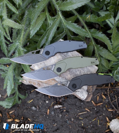 REVO Berserk Frame Lock Folding Knife Green G-10 (3.4" Black Stonewash)