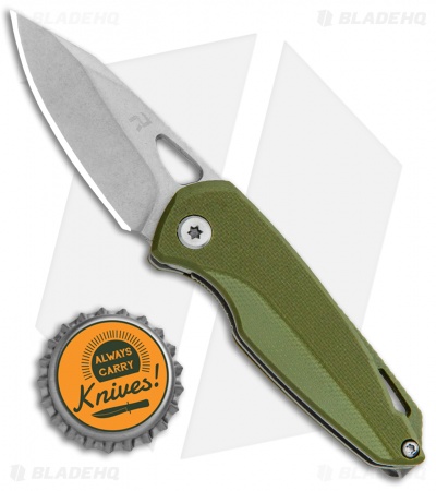 REVO Vipera Liner Lock Knife Green G-10 (2" Stonewash) 