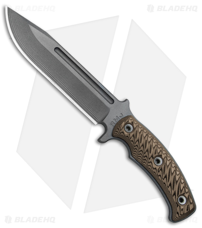 RMJ Tactical Combat Africa Fixed Blade Hyena Brown G-10 (7" Gray)