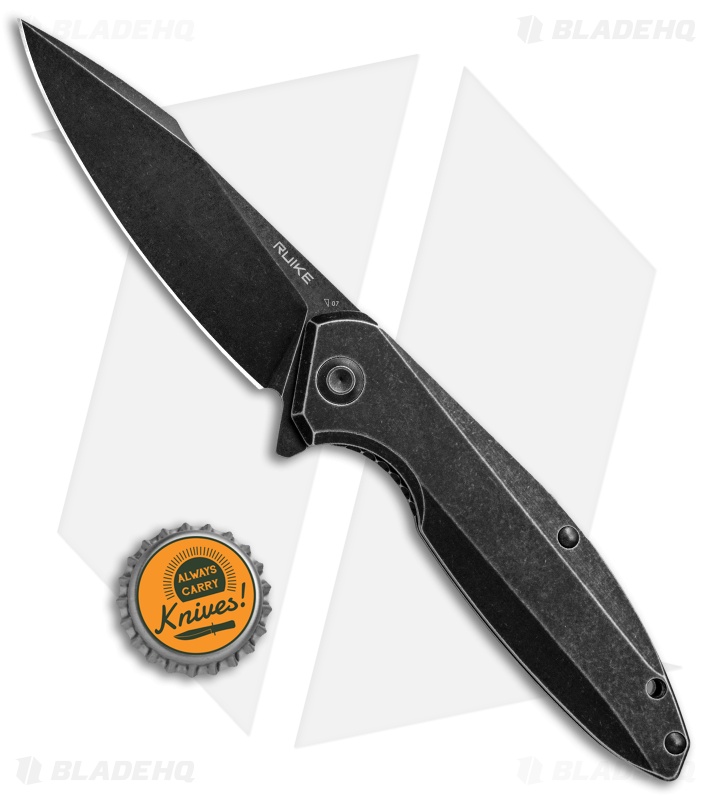 RUIKE | P128-SB Frame Lock Flipper Knife | Black Stonewashed