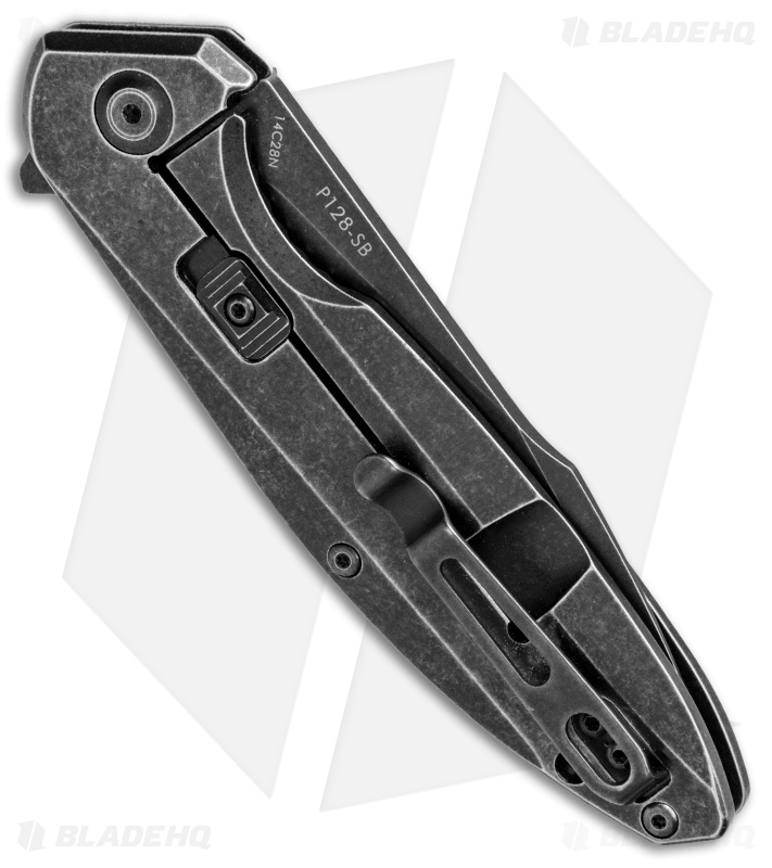 RUIKE P128-SB Frame Lock Flipper Knife (3.6" Black Stonewash)
