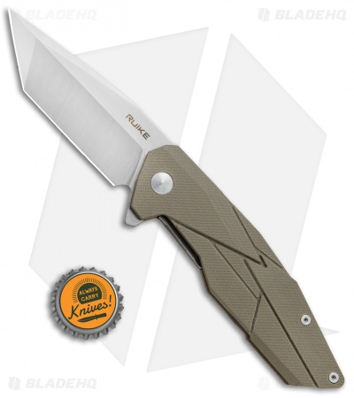 RUIKE P138 Tanto Liner Lock Knife Desert Tan G-10 (3.5" Satin)