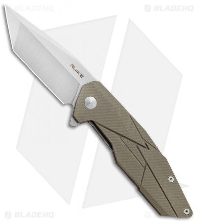 RUIKE P138 Tanto Liner Lock Knife Desert Tan G-10 (3.5" Satin)