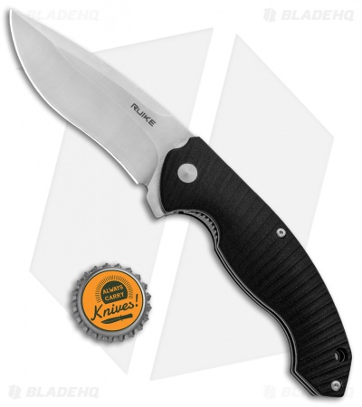 RUIKE P852 Liner Lock Flipper Knife Black G-10 (3.3" Satin)