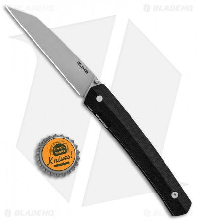 RUIKE P865 Liner Lock Wharncliffe Knife Black G-10 (3.5" Bead Blast)