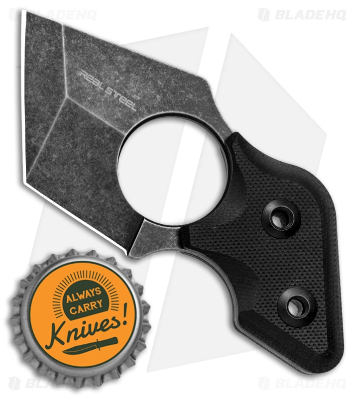 Real Steel Black Cat Tactical Fixed Blade Neck Knife Black G-10 (2.2" Black SW)
