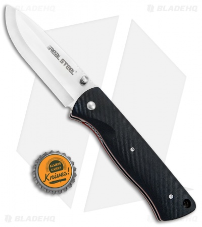 Real Steel Bushcraft Folder Liner Lock Knife Black G-10 (3.5" Satin) 3716