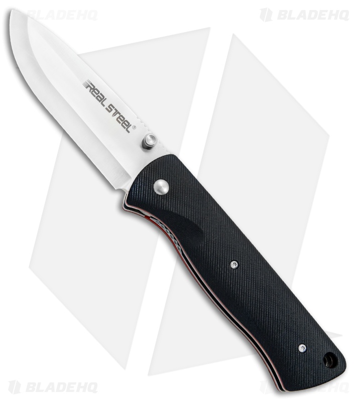 Real Steel Bushcraft Folder Liner Lock Knife Black G-10 (3.5" Satin) 3716