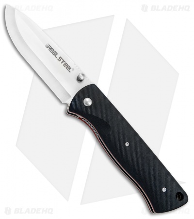 Real Steel Bushcraft Folder Liner Lock Knife Black G-10 (3.5" Satin) 3716