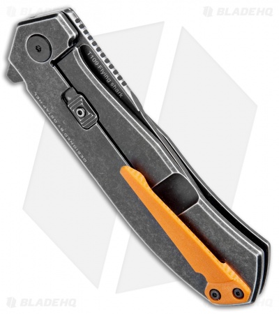 Real Steel Flying Shark Frame Lock Knife Orange G-10 (4" Black Stonewash) T109