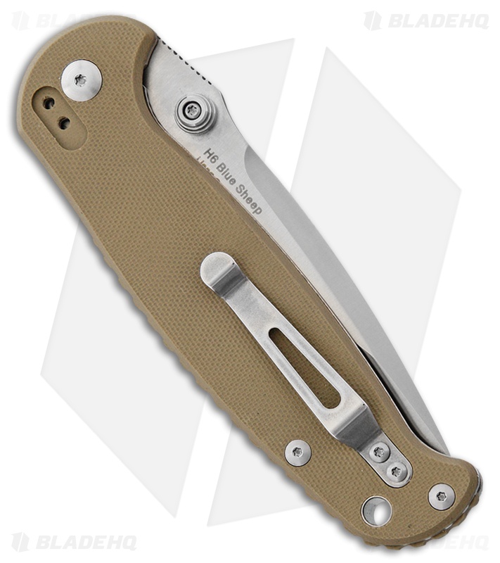 Real Steel H6 Blue Sheep Liner Lock Knife Tan G-10 (3.75