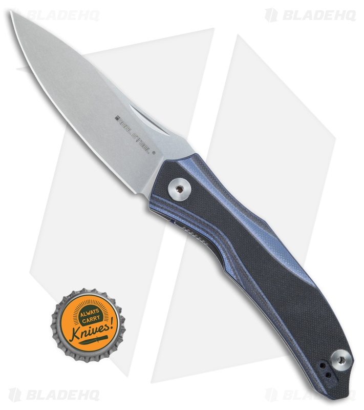 Real Steel Knives Horus Free Liner Lock Knife Black/Blue G-10 (3.6" SW) 7434