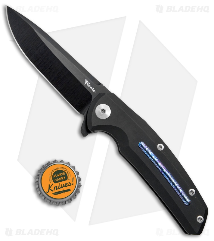 Reate Knives New Epoch Frame Lock Knife Black Ti w/Mokuti Inlay (3.5
