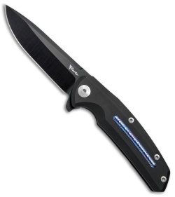 Reate Knives New Epoch Frame Lock Knife Black Ti w/Mokuti Inlay (3.5" Black)