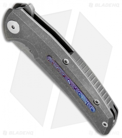 Reate Knives New Epoch Frame Lock Knife Stonewash Ti w/Mokuti Inlay (3.5" SW)