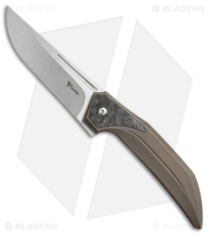 Reate Knives The Future Integral Frame Lock Knife Bronze Ti/MBL-CF (3.75" Satin)