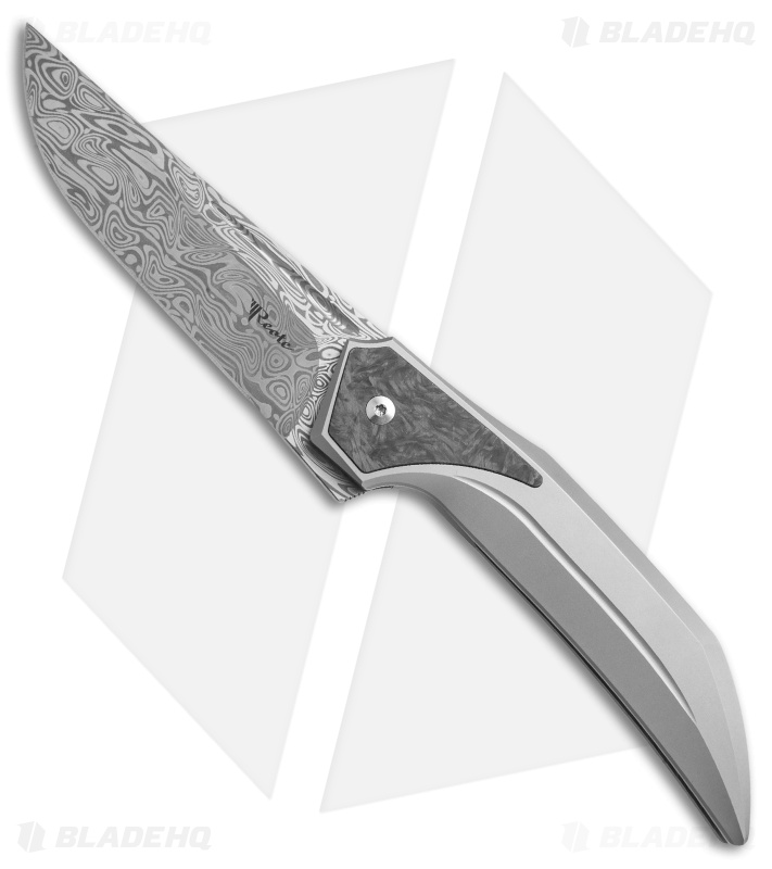 Reate Knives The Future Integral Frame Lock Knife Ti/CF (3.75" Damasteel)