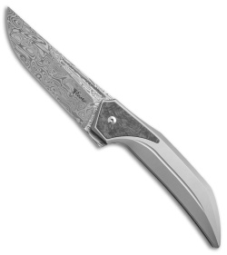 Reate Knives The Future Integral Frame Lock Knife Ti/CF (3.75" Damasteel)