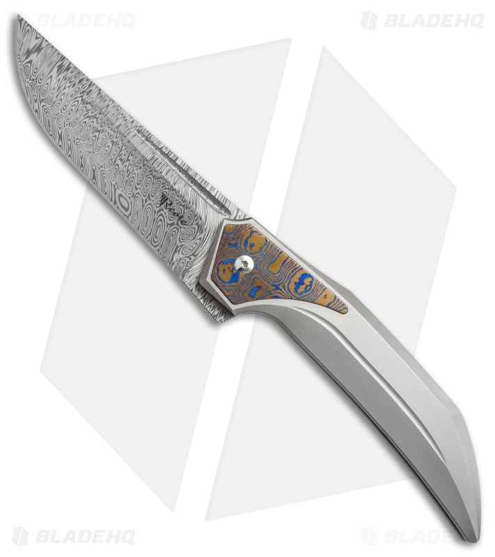 Reate Knives The Future Integral Frame Lock Knife Ti/Mokuti (3.75" Damasteel)
