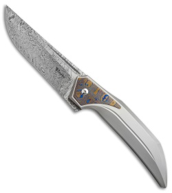 Reate Knives The Future Integral Frame Lock Knife Ti/Mokuti (3.75" Damasteel)