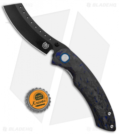 Red Horse Knife Works Hell Razor P Liner Lock Knife Blue CF (3.6