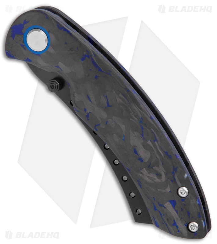 Red Horse Knife Works Hell Razor P Liner Lock Knife Blue CF (3.6