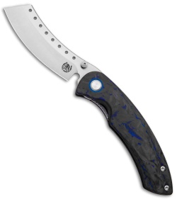 Red Horse Knife Works Hell Razor P Liner Lock Knife Blue CF (3.6" Satin)