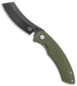 Red Horse Knife Works Hell Razor P Liner Lock Knife OD Green G10 (3.6" Black SW)