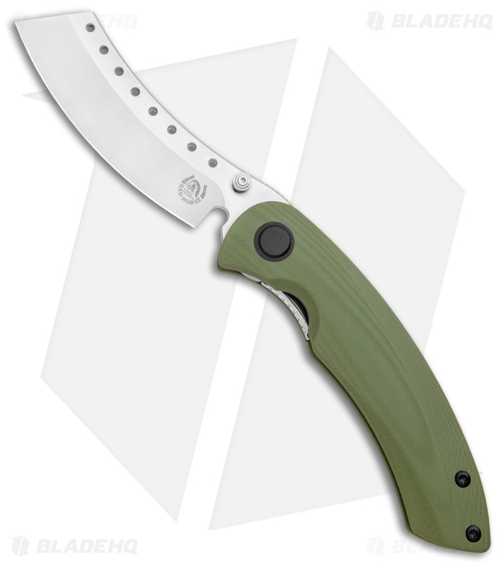 Red Horse Knife Works Hell Razor P Liner Lock Knife OD Green G10 (3.6" Satin)