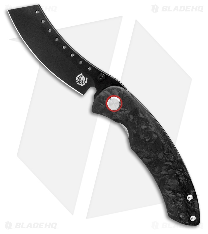 Red Horse Knife Works Hell Razor P Liner Lock Knife Shred CF (3.6"Black PVD)