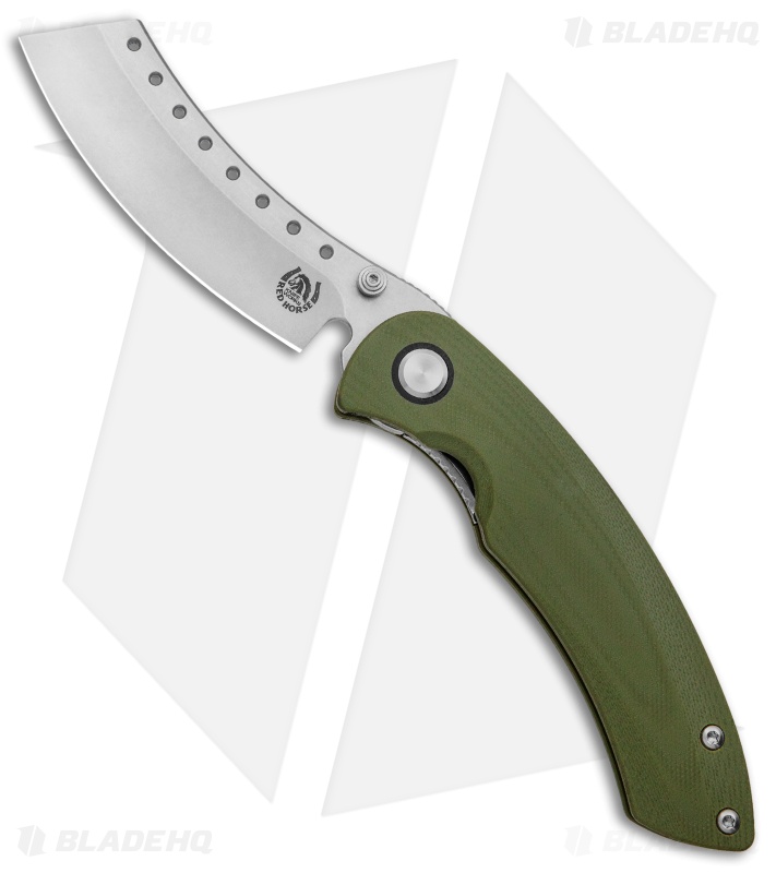 Red Horse Knife Works Hell Razor P Liner Lock Knife OD Green G10 (3.625" SW)