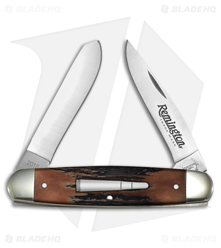 Remington 2015 Bullet Knife Traditional Pocket Knife 2.5" Stag Horn