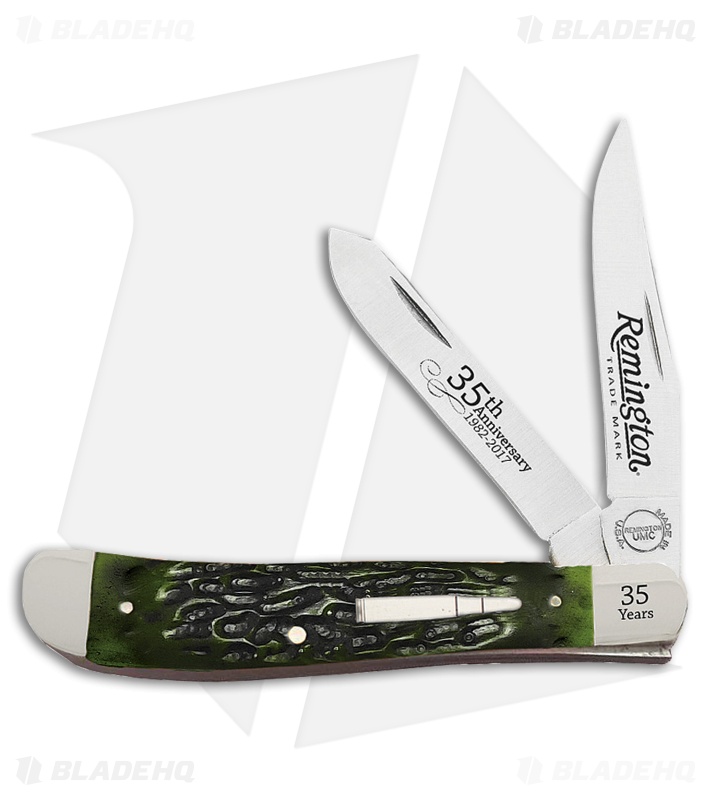 Remington 35th Anniversary Bullet Traditional Pocket Knife 3" Green Delrin