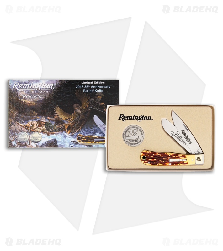Remington 35th Anniversary Bullet Knife Traditional Pocket Knife 3.5" Stag