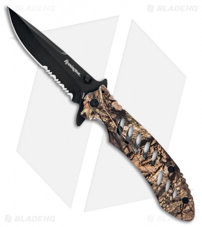 Remington F.A.S.T. Midnight Frame Lock Knife Green Camo (4" Black) R20004 