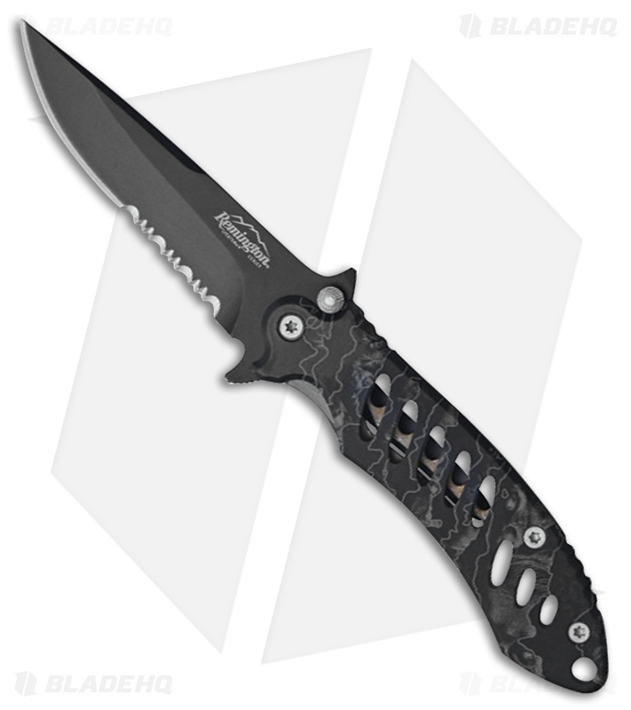 Remington Sportsman F.A.S.T. Manual Folding Knife Black (3.625" Black Serr)
