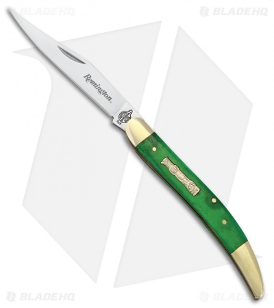 Remington Totem Toothpick Traditional Pocket Knife 3.625" Green Jigged Bone