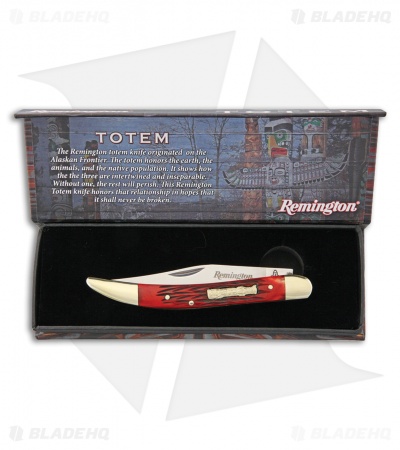 Remington Totem Toothpick Traditional Pocket Knife 3.625" Red Jigged Bone