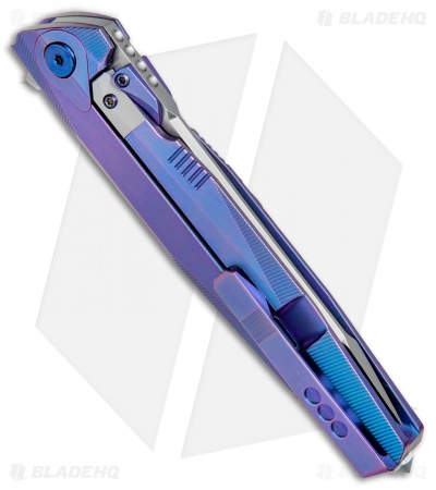 Rike Knife 1707s Integral Frame Lock Knife Blue Titanium (3.75" Satin) 