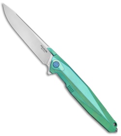 Rike Knife 1707s Integral Frame Lock Knife Green Titanium (3.75" Satin) 