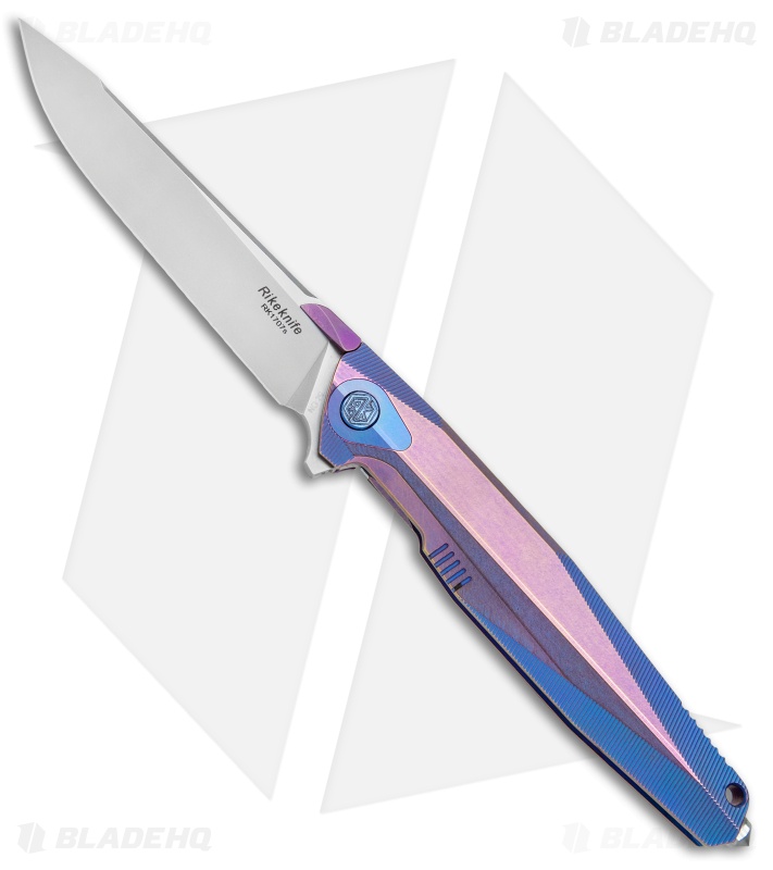 Rike Knife 1707s Integral Frame Lock Knife Purple/Blue Titanium (3.75" Satin)