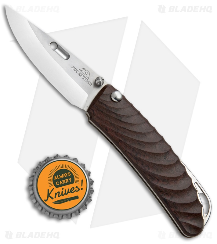 Rockstead NEHAN ZDP Button Lock Knife Ebonite (2.5" Mirror Polish)