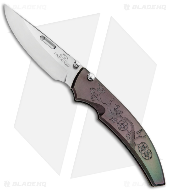 Rockstead SHU C-ZDP Button Lock Knife Spectrum Titanium (3.25" Mirror Polish)