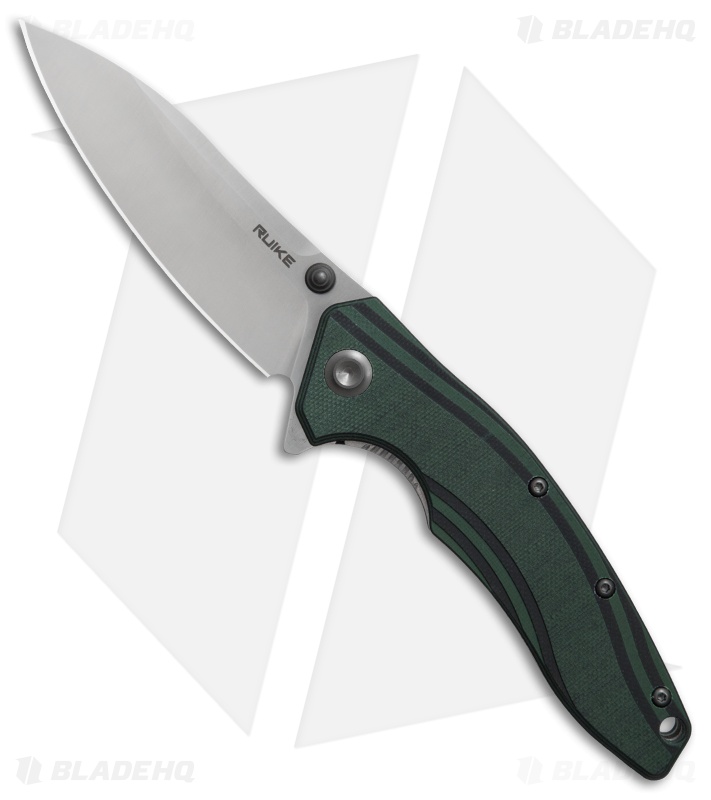 RUIKE P841-L Liner Lock Knife Green & Black G-10 (3.50" Satin) 