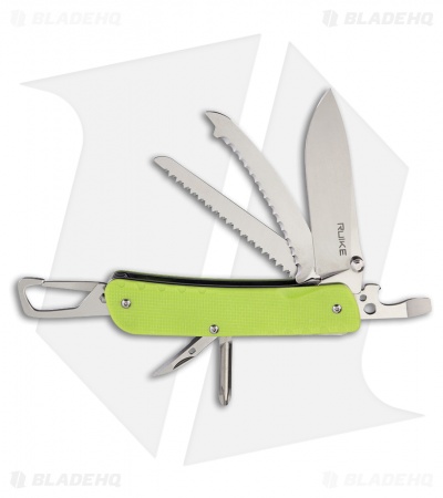 RUIKE Trekker LD43 Multi-Tool Folding Knife Lime Green G-10 (3.35" Mirror)