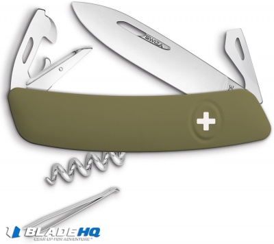 Swiza D03 Swiss Pocket Knife Olive (3" Satin) 
