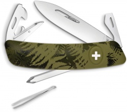 Swiza C04 Button Lock Swiss Pocket Knife Green Camo (2.75" Mirror) 