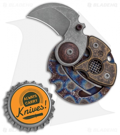 Serge Panchenko Coin Claw Folder Knife Copper Heat Ano/Bronze  (1" Tumbled)